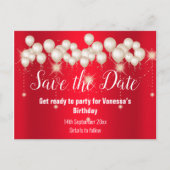 Carte Postale Faire-part Enregistrer la date Ballons rouges Éclairer toutes (Devant)