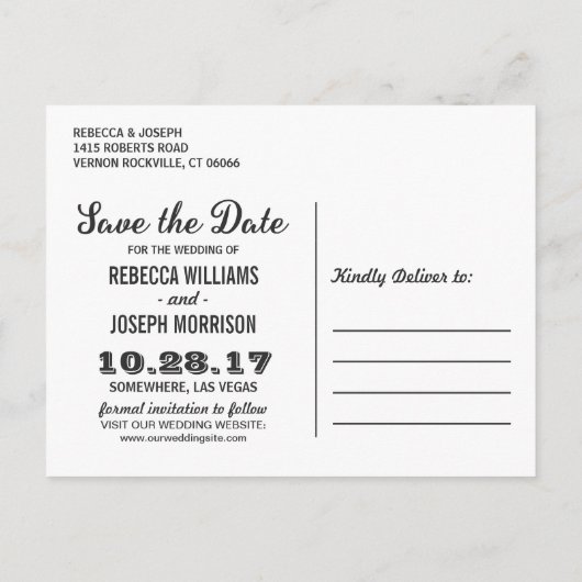 Carte Postale Faire-part Enregistrer la date - Belle Retro Las Vegas Photo (Dos)