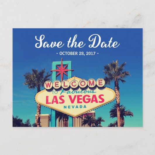 Carte Postale Faire-part Enregistrer la date - Belle Retro Las Vegas Photo (Devant)