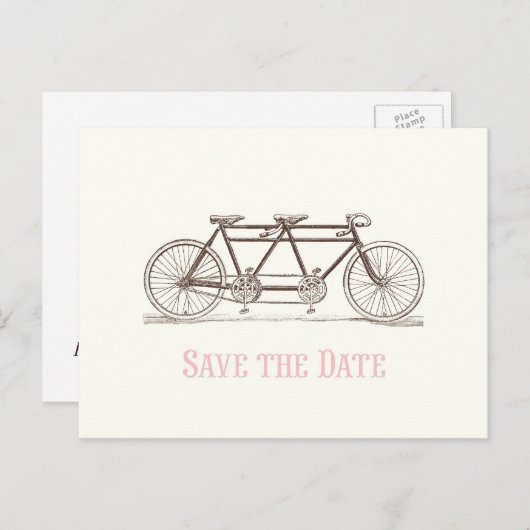 Carte Postale Faire-part Enregistrer la date Bicycle construit pour deux (Devant / Derrière)
