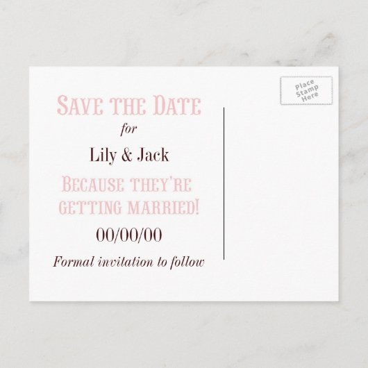 Carte Postale Faire-part Enregistrer la date Bicycle construit pour deux (Dos)