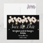 Carte Postale Faire-part Enregistrer la date Black Balloons Sparkle All Occ (Devant / Derrière)