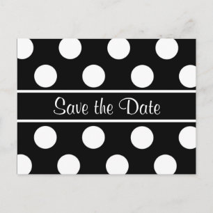 Carte Postale Faire-part Enregistrer la date Black Polka Dot Photo PostCard