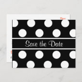 Carte Postale Faire-part Enregistrer la date Black Polka Dot Photo PostCard (Devant / Derrière)