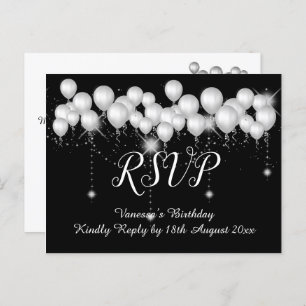 Carte Postale Faire-part Enregistrer la date Black WHITE Ballons Toutes les