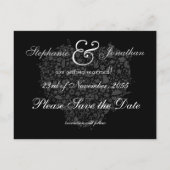 Carte Postale Faire-part Enregistrer la date Black & White Heart Post Card (Dos)