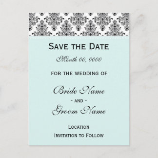 Carte Postale Faire-part Enregistrer la date - Bleu noir et blanc