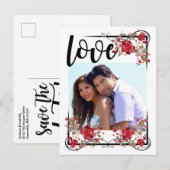Carte Postale Faire-part Enregistrer la date Boho Love et Rose Photo Poscar (Devant / Derrière)