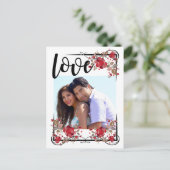 Carte Postale Faire-part Enregistrer la date Boho Love et Rose Photo Poscar (Debout devant)