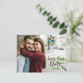 Carte Postale Faire-part Enregistrer La Date Bois Rustique & Eucalyptus Bot (Debout devant)