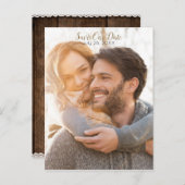 Carte Postale Faire-part Enregistrer la Date Bois Rustique Moderne & Dentel (Devant / Derrière)