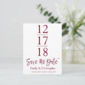 Carte Postale Faire-part Enregistrer la date Bourgogne Marsala Script moder (Debout devant)