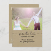 Carte Postale Faire-part ENREGISTRER LA DATE Brown Kraft Photo Mariage Cart (Devant / Derrière)
