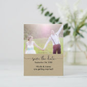 Carte Postale Faire-part ENREGISTRER LA DATE Brown Kraft Photo Mariage Cart (Debout devant)