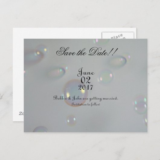 Carte Postale Faire-part Enregistrer la date Bubble Edition (Devant / Derrière)