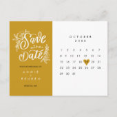 Carte Postale Faire-part Enregistrer la date Calendrier Gold Love Heart Car (Devant)