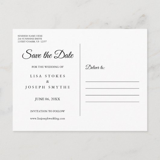 Carte Postale Faire-part Enregistrer la date Calendrier Gold Love Heart Cha (Dos)