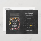 Carte Postale Faire-part Enregistrer la date Calendrier Heart Mason Jar Cha (Devant / Derrière)