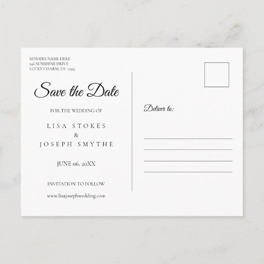 Carte Postale Faire-part Enregistrer la date Calendrier Rustic Wood Gold He (Dos)