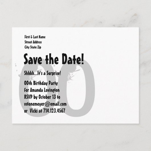 Carte Postale Faire-part Enregistrer la date chaque année Surprise Annivers (Dos)