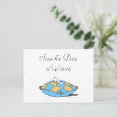 Carte Postale Faire-part Enregistrer la date Cinderella Slipper Turquoise C (Debout devant)
