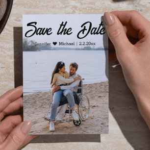 Carte Postale Faire-part enregistrer la date code qr calligraphie couple ph