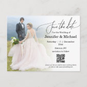 Carte Postale Faire-part enregistrer la date code qr minimum photo mariage (Devant)