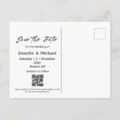 Carte Postale Faire-part enregistrer la date code qr photo écriture blanche (Dos)