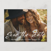 Carte Postale Faire-part enregistrer la date code qr photo écriture blanche (Devant)