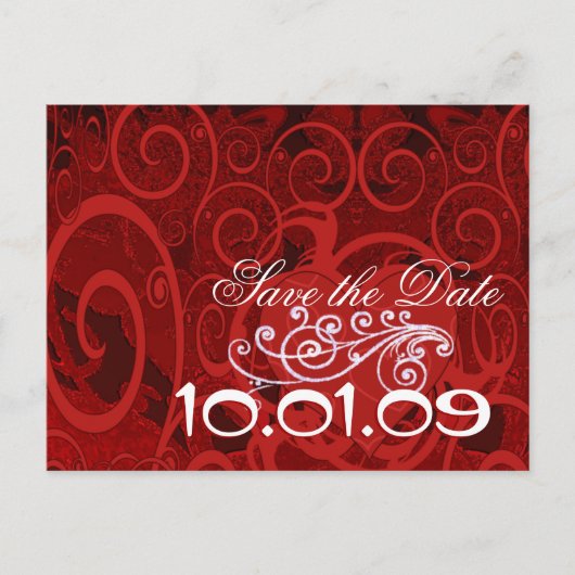 Carte Postale Faire-part Enregistrer La Date Coeurs Bourgogne - (Devant)