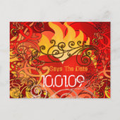 Carte Postale Faire-part Enregistrer la date - Coeurs en feu (Devant)