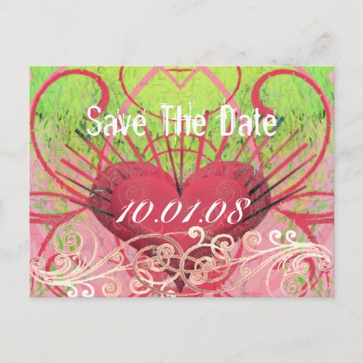 Carte Postale Faire-part Enregistrer La Date - Coeurs Et Fils (Devant)