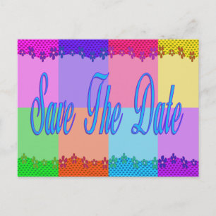 Carte Postale Faire-part Enregistrer la date colorée