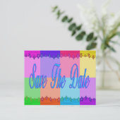 Carte Postale Faire-part Enregistrer la date colorée (Debout devant)