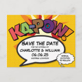 Carte Postale Faire-part Enregistrer la date Comic Book KA-POW Modern Fun (Devant)