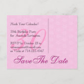 Carte Postale Faire-part Enregistrer la date d'anniversaire en dentelle ros (Dos)