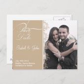 Carte Postale Faire-part Enregistrer la date dans un cadre Beije (Devant / Derrière)