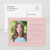 Carte Postale Faire-part Enregistrer la date de remise des diplômes rose (Devant / Derrière)