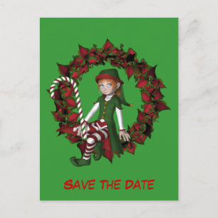 Carte Postale Faire-part Enregistrer La Date De Vacances Elf Sur Wreath