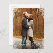 Carte Postale Faire-part Enregistrer la date Dentelle Bordure Couple Photo (Devant / Derrière)