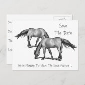 Carte Postale Faire-part Enregistrer La Date : Deux Chevaux : Se Faire Hitc (Devant / Derrière)