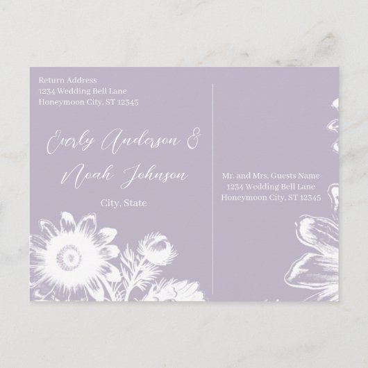 Carte Postale Faire-part Enregistrer La Date Dusty Periwinkle Fleur sauvage (Dos)