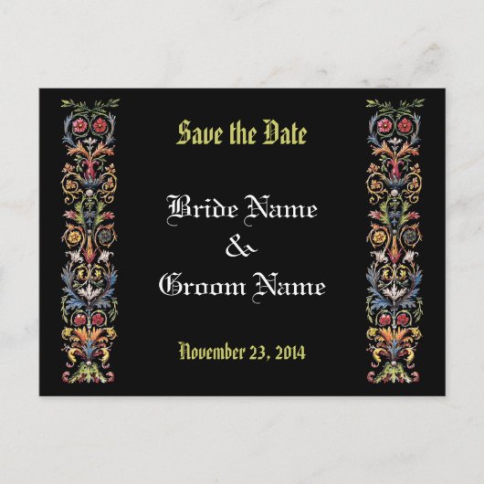 Carte Postale Faire-part Enregistrer la date Editable Medieval Illuminated  (Devant)