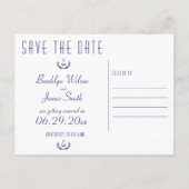 Carte Postale Faire-part Enregistrer la date en blanc avec Ancres (Dos)