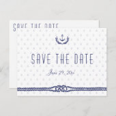 Carte Postale Faire-part Enregistrer la date en blanc avec Ancres (Devant / Derrière)