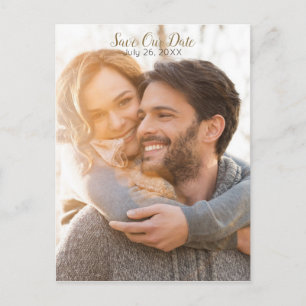 Carte Postale Faire-part Enregistrer la date en bois sombre rustique modern