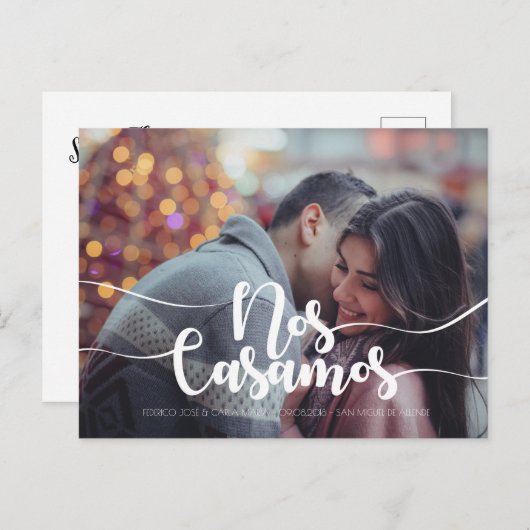 Carte Postale Faire-part Enregistrer la date en Español, espagnol Enregistr (Devant / Derrière)