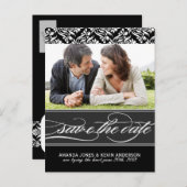 Carte Postale Faire-part Enregistrer la date en noir et blanc (Devant / Derrière)