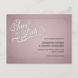 Carte Postale Faire-part Enregistrer la date en rose fondu rustique