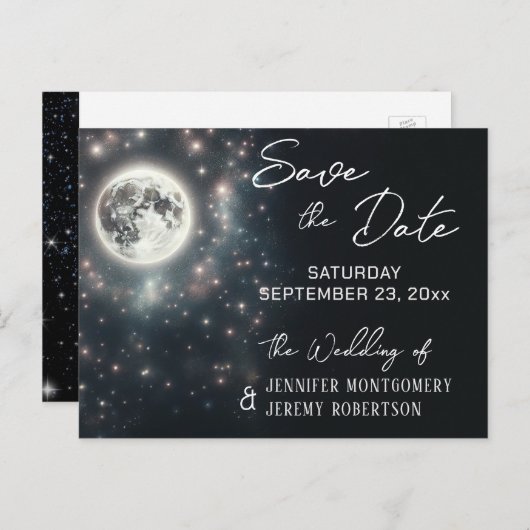 Carte Postale Faire-part Enregistrer la date étoile (Devant / Derrière)